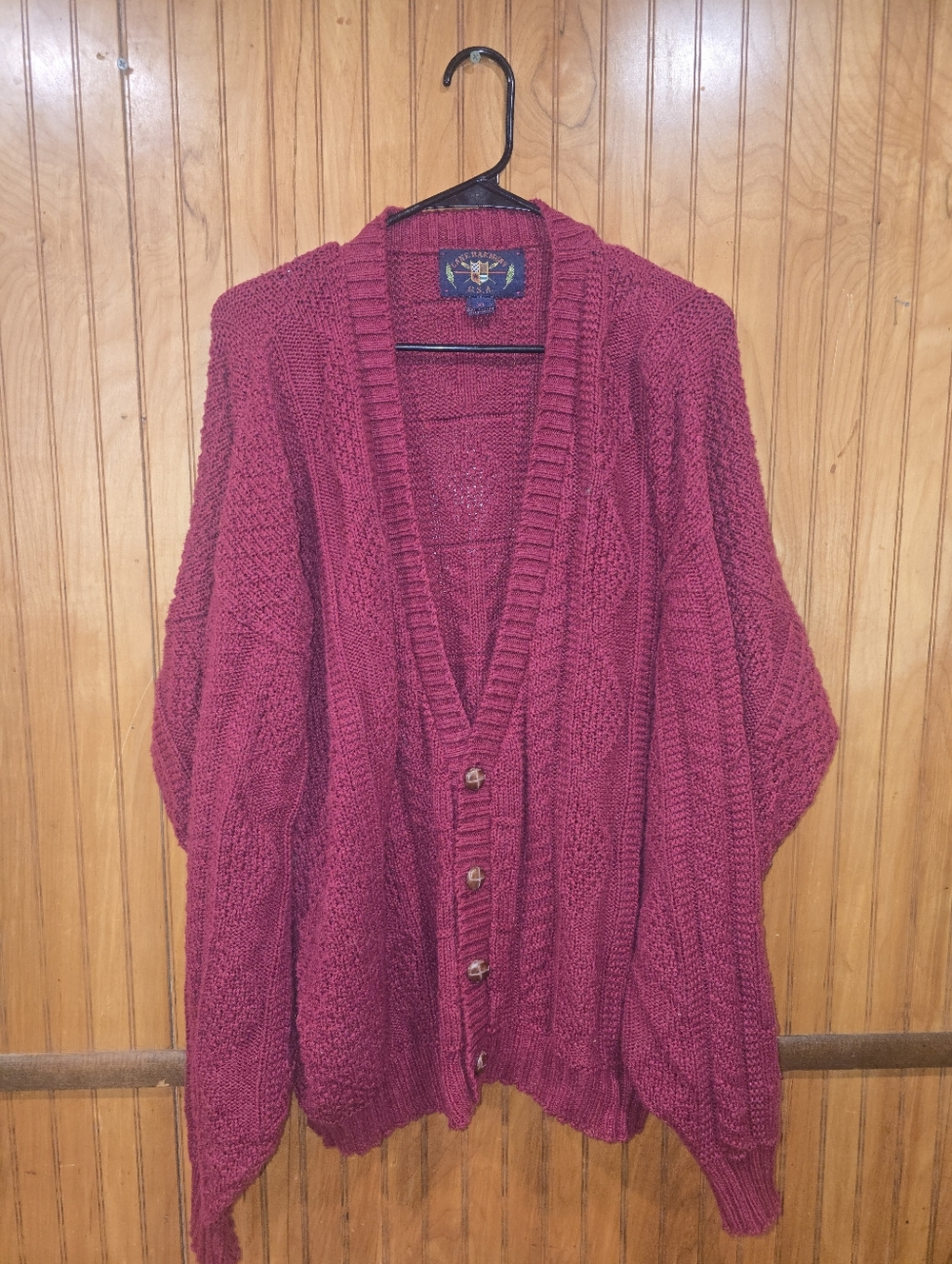Vintage Oversized Chunky Knit Cardigan Sweater Size XL